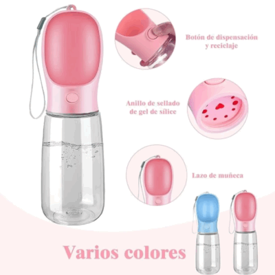 Botella Portatil Viaje con Bebedero Agua Recuperable